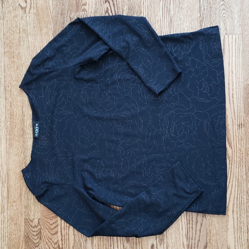 (L) NWT Libra Sparkly Rose Design Floral Fancy Evening Date Night Contemorary